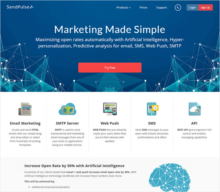 SendPulse email marketing software